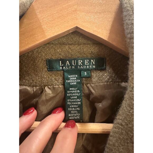 Vintage 90s Ralph Lauren Wool Green Gray Fitted Button Front Blazer Small - Picture 5 of 12